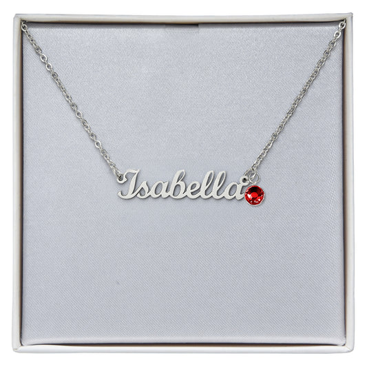 Custom Name Necklace with Birthstone