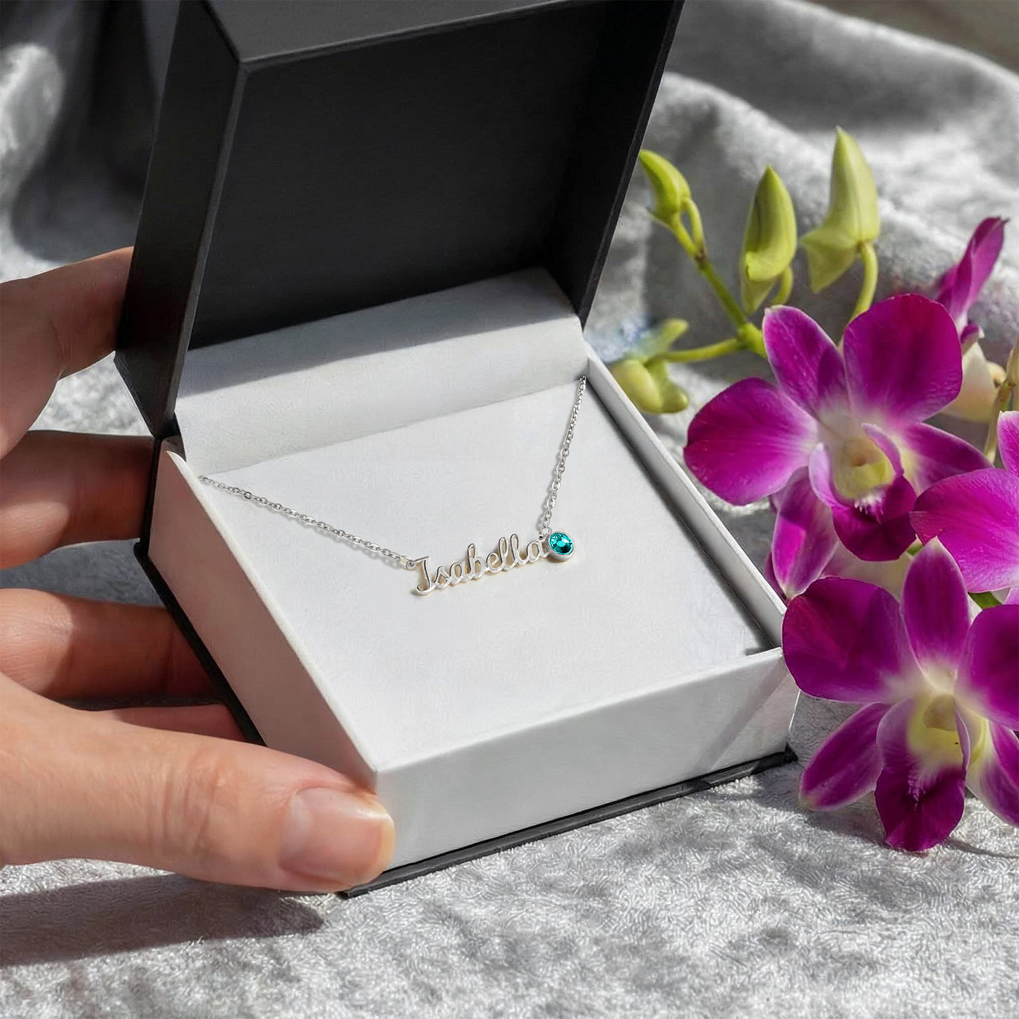 Custom Name Necklace with Birthstone