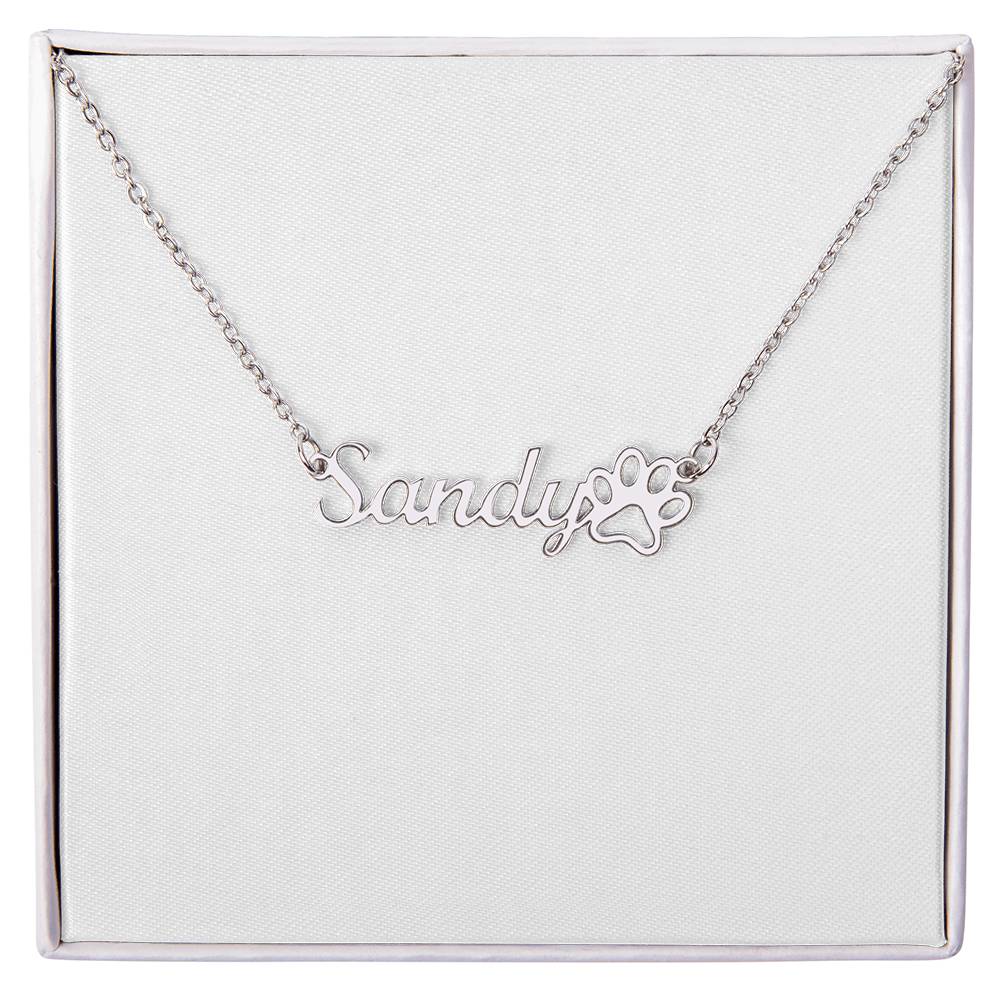 Paw Print Name Necklace