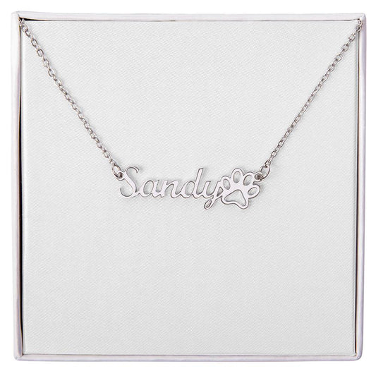 Paw Print Name Necklace