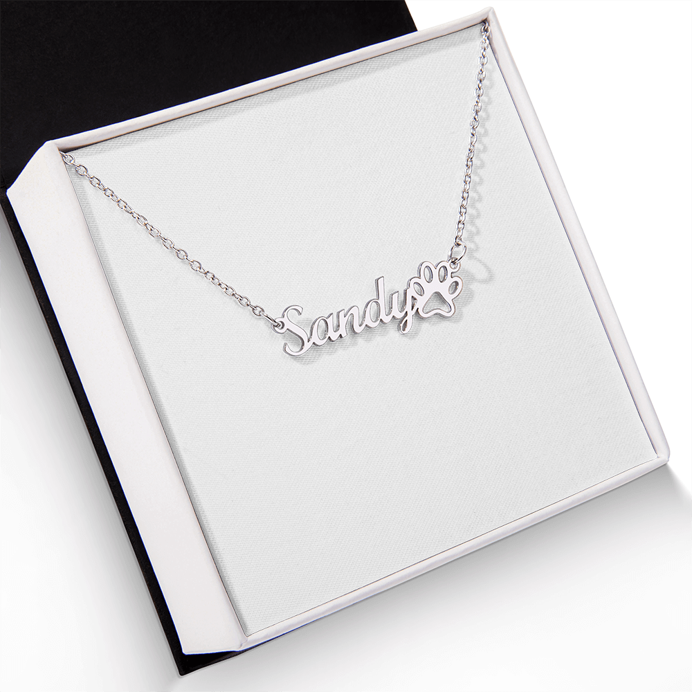 Paw Print Name Necklace