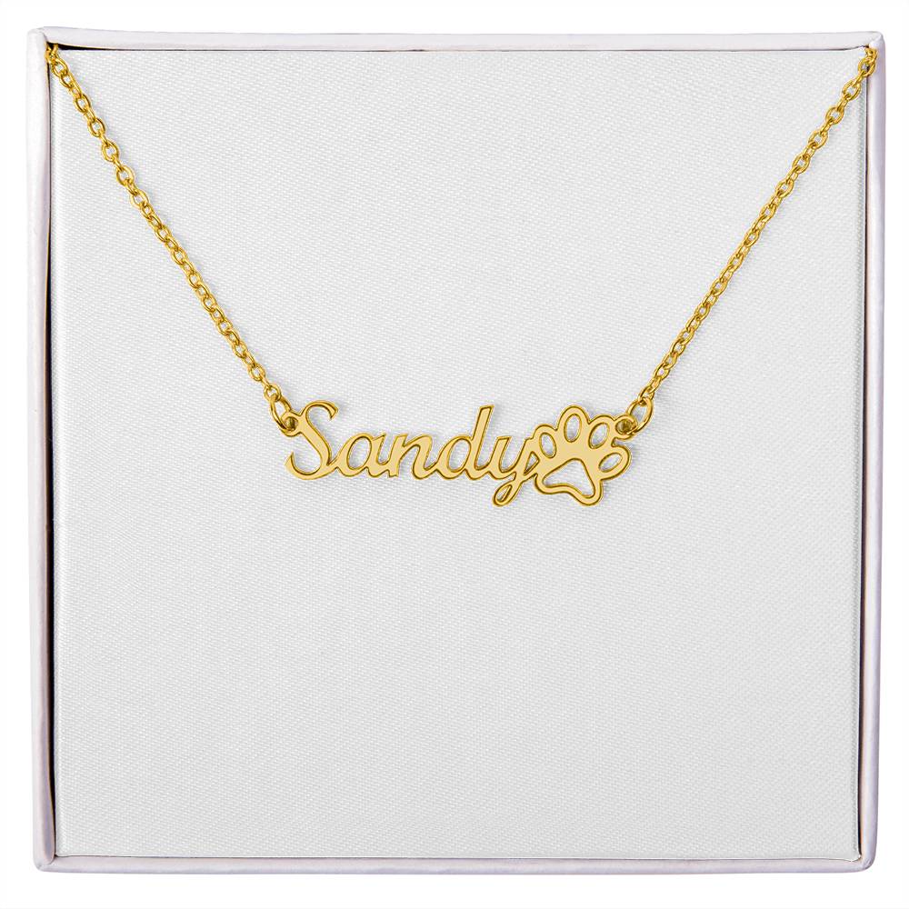 Paw Print Name Necklace