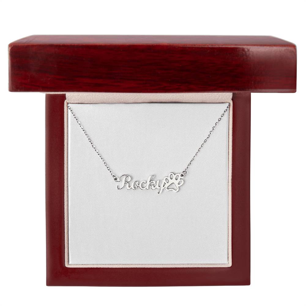 Paw Print Name Necklace